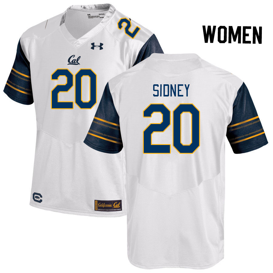 Women #20 Cam Sidney California Golden Bears College Football Jerseys Stitched Sale-White - Click Image to Close